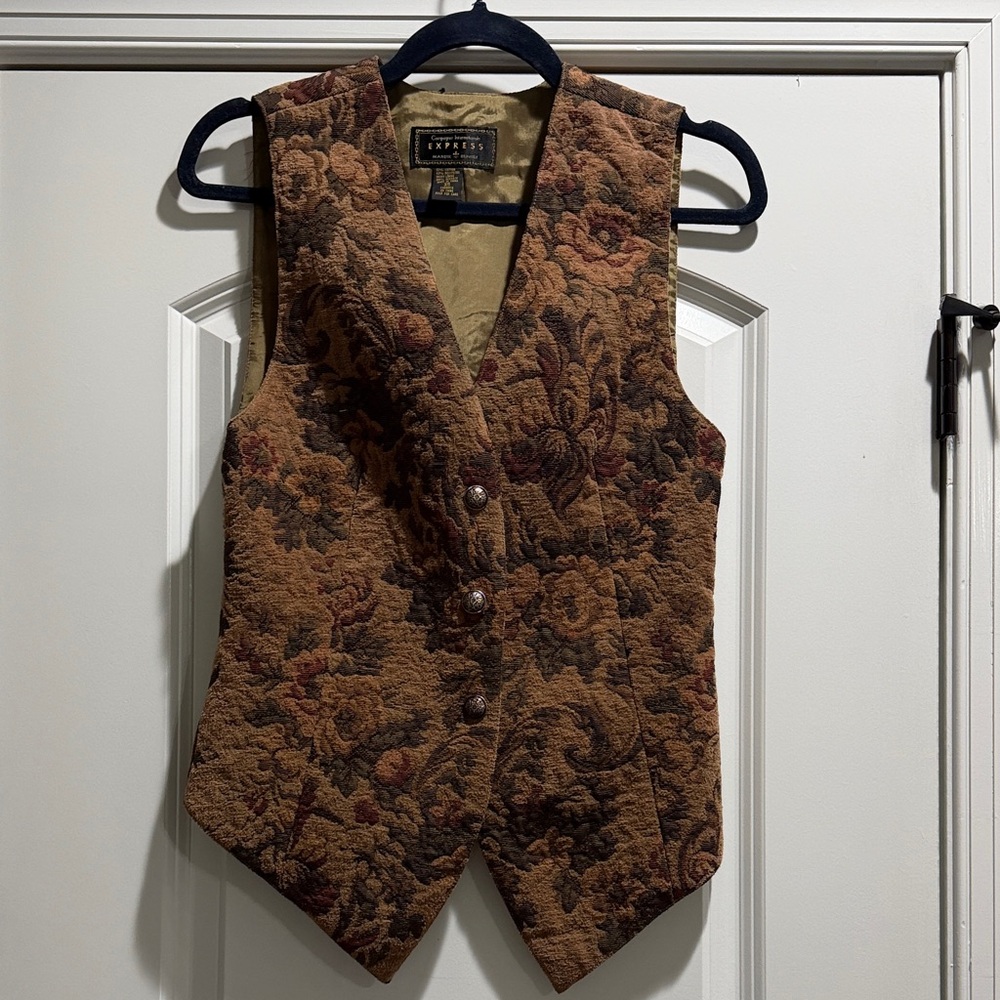 Tapestry Brown Floral Vest